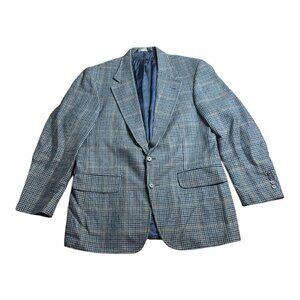 Lands End Mens Size 40 R Herringbone Plaid Wool Alpaca Suit Jacket Sport Coat